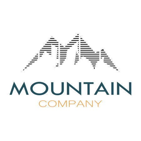 Minimalist mountain and sun logo design in flat colors packed with modern concepts vector illustrationのイラスト素材