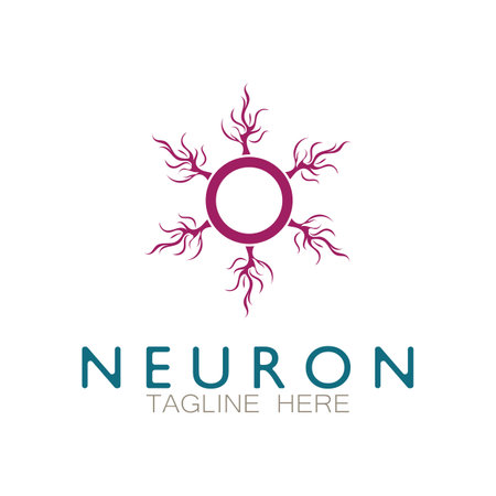 Neuron logo or nerve cell logo design,molecule logo illustration template icon with vector conceptのイラスト素材