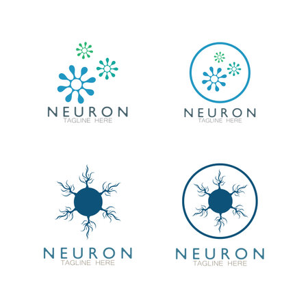 Neuron logo or nerve cell logo design,molecule logo illustration template icon with vector conceptのイラスト素材