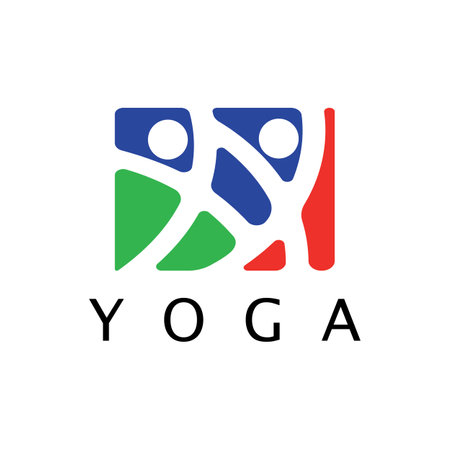 logo design of people doing yoga symbol icon illustration vectorのイラスト素材