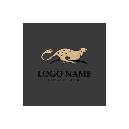 cheetah logo with flat silhouette and color packed with modern concept vectorのイラスト素材