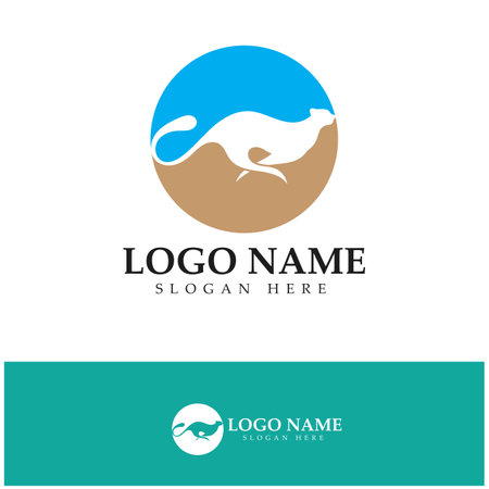 cheetah logo with flat silhouette and color packed with modern concept vectorのイラスト素材