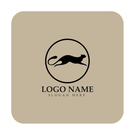 cheetah logo with flat silhouette and color packed with modern concept vectorのイラスト素材