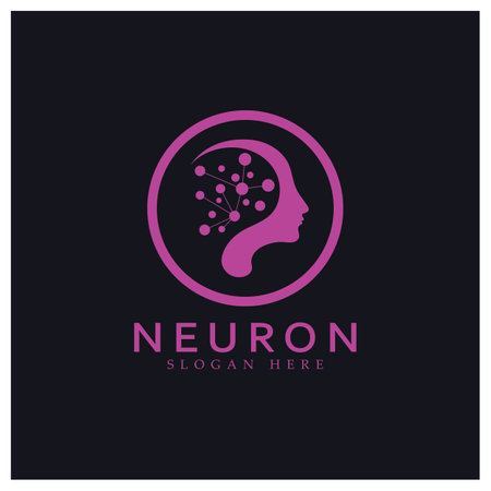 Neuron logo or nerve cell logo design,molecule logo illustration template icon with vector conceptのイラスト素材