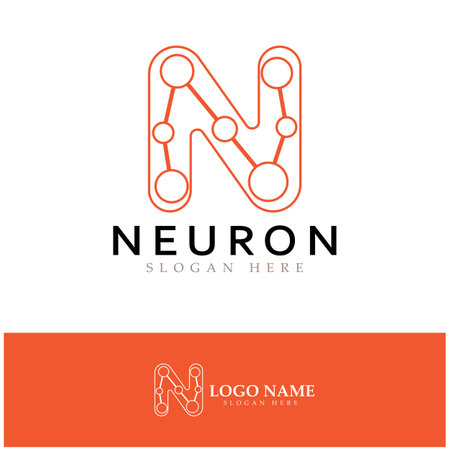 Neuron logo or nerve cell logo design,molecule logo illustration template icon with vector conceptのイラスト素材