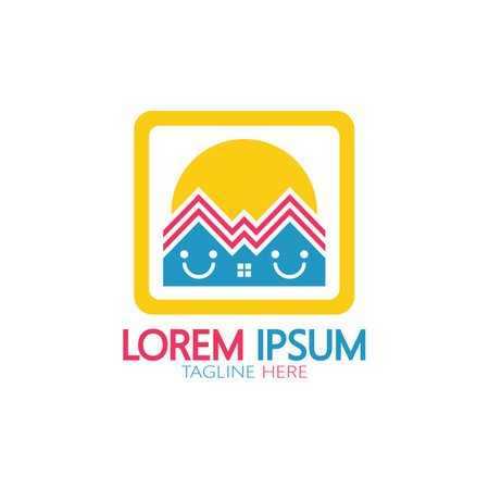 kindergarten logo design simple vector template icon illustration,for education,playgroup,children's learning home,children's school with a modern conceptのイラスト素材