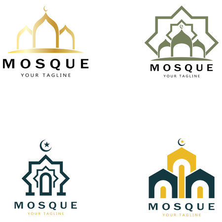 Islamic mosque logo vector icon templateのイラスト素材