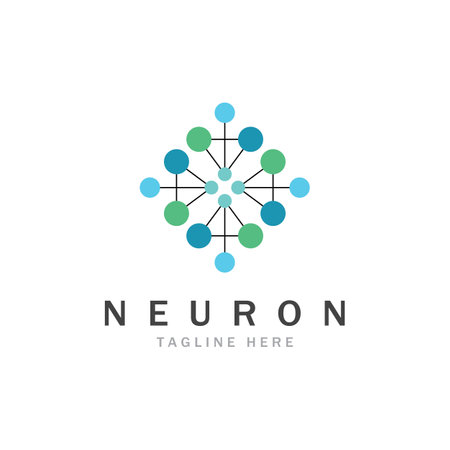 Neuron logo or nerve cell logo design,molecule logo illustration template icon with vector conceptのイラスト素材