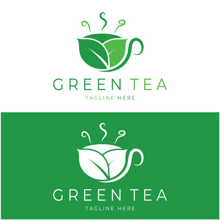 Green tea leaf logo vector icon illustration design isolated on white background-vector imageのイラスト素材
