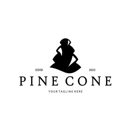 abstract simple pinecone logo pine tree design,for business,badge,emblem,pine plantation,pine wood industryのイラスト素材