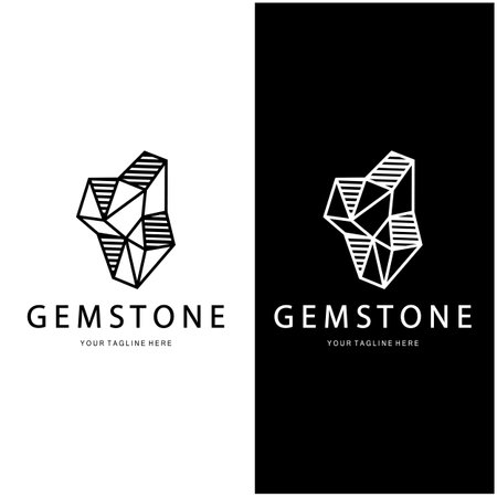 Luxury Polygon Diamond Crystal Line Art,Gem,Gemstone Emerald,Jade,Diamond, Gold, and Precious Jewelry Logo Designのイラスト素材