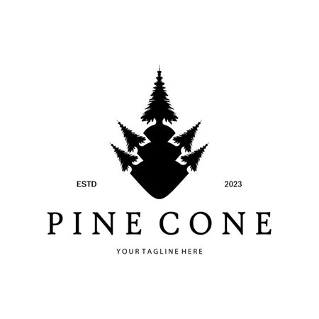 abstract simple pinecone logo pine tree design,for business,badge,emblem,pine plantation,pine wood industryのイラスト素材