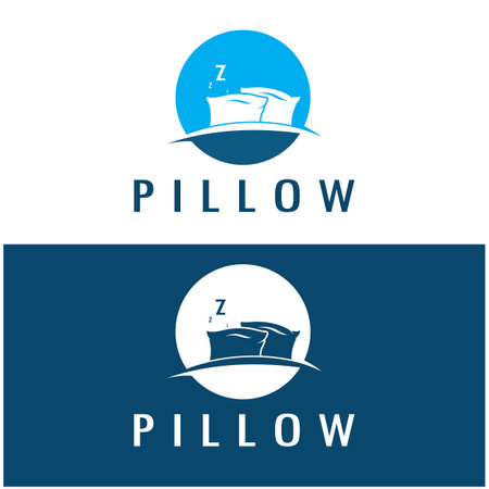 Creative logo designs for pillows, blankets, bed sheets and beds, sleep, zzz, clock, moon and stars.のイラスト素材