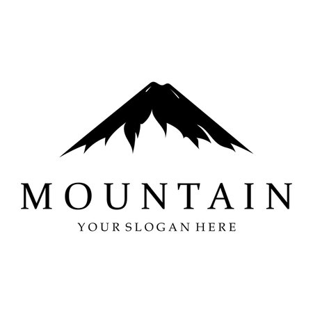 Minimalist mountain and sun logo design in flat colors packed with modern concepts vector illustrationのイラスト素材
