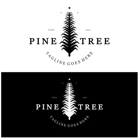 simple pine or fir tree logo,evergreen.for pine forest,adventurers,camping,nature,badges and business.vectorのイラスト素材