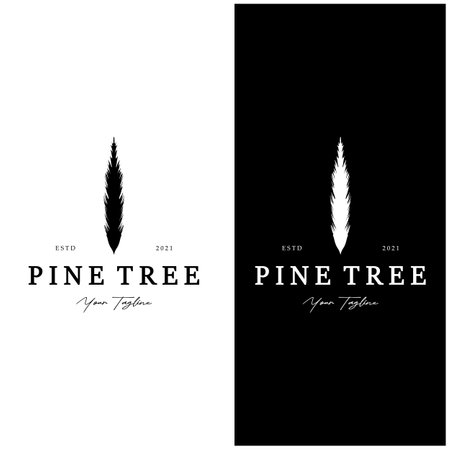 simple pine or fir tree logo,evergreen.for pine forest,adventurers,camping,nature,badges and business.vectorのイラスト素材