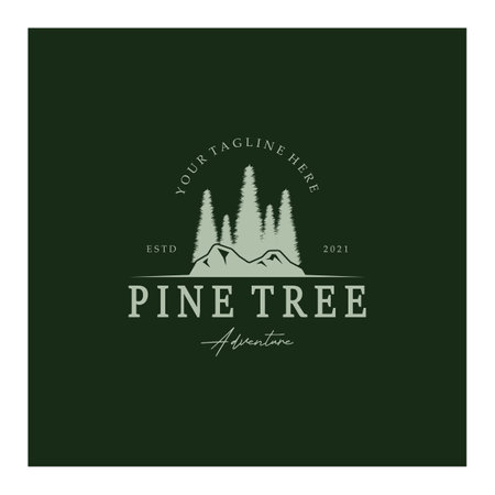 simple pine or fir tree logo,evergreen.for pine forest,adventurers,camping,nature,badges and business.vectorのイラスト素材