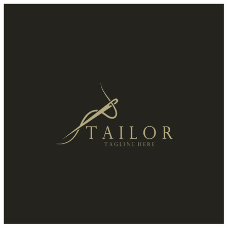 tailor logo icon illustration template combination of buttons for clothes, thread and sewing machine, for clothing product design, convection companies, fashion in vector formのイラスト素材