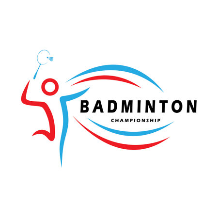 Modern Badminton logo design with Dynamic Shuttlecock and Racket, for championship, sport, sports shop, badminton school, business, company, tournamentのイラスト素材