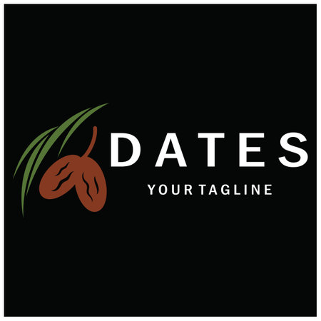 Date palm fruit plant logo design with leaves,seeds and date palm tree isolated background exotic...