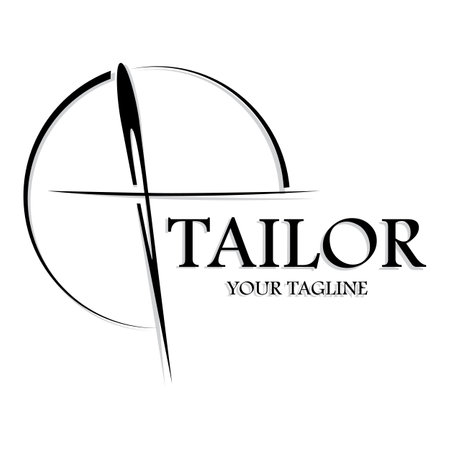 tailor logo icon illustration template combination of buttons for clothes, thread and sewing machine, for clothing product design, convection companies, fashion in vector formのイラスト素材