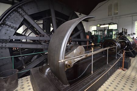 Steam powered mining machine in the mining museum Mayrau in Kladno, Czech Republic