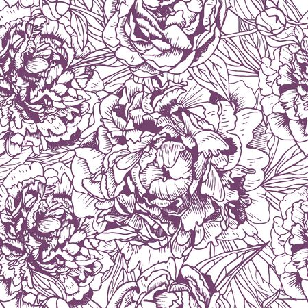 floral seamless pattern with beautiful peoniesのイラスト素材