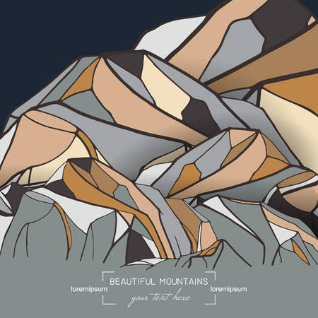 abstract template card with hand drawn mountains.のイラスト素材