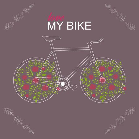 bicycle with flower wheels. vector illustrationのイラスト素材