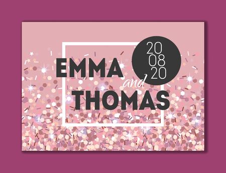Elegant wedding invitation card. Save the date card with rose glitter.のイラスト素材