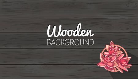Black wood background template. Wooden table texture. Vector plank boardのイラスト素材