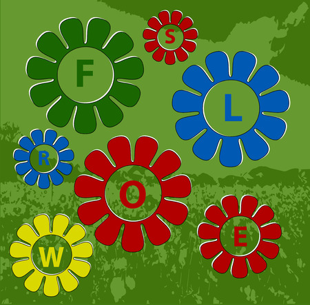 Colored spring flowers with backgroundのイラスト素材