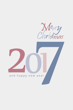Happy new year minimalistic illustration card with big numbers
