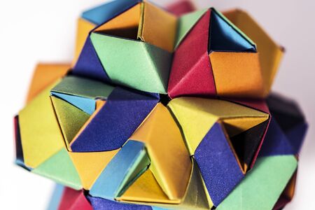Multicolored origami paper work macro closeupの写真素材