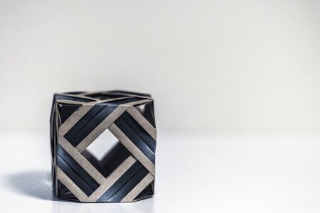 Blue origami paper cubeの写真素材