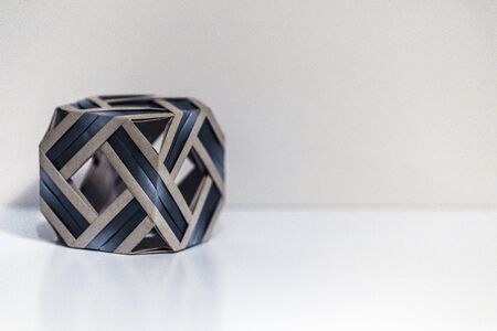 Blue origami paper cubeの写真素材
