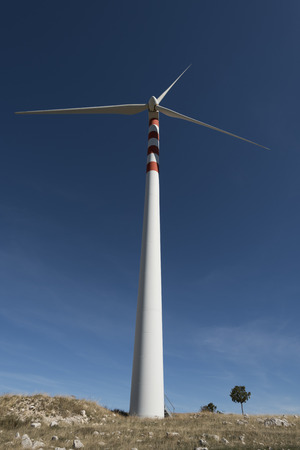 mountain wind turbinesの写真素材