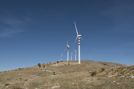 mountain wind turbinesの写真素材