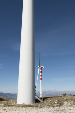 mountain wind turbinesの写真素材