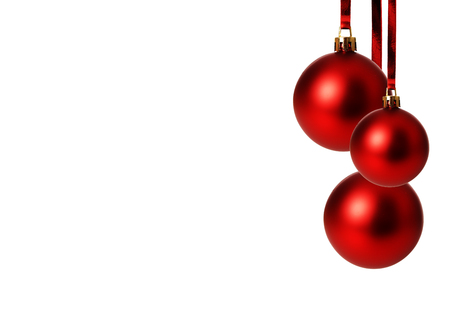 red christmas balls isolated with white backgroundの写真素材