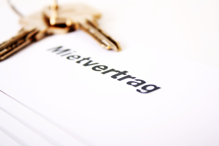 Rental agreement form with keysの写真素材