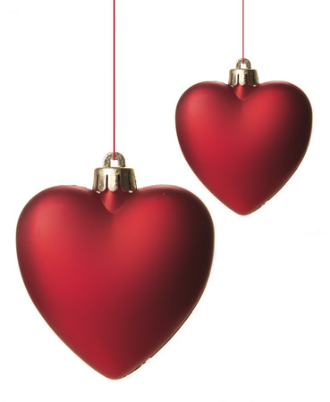 red christmas balls isolated with white backgroundの写真素材