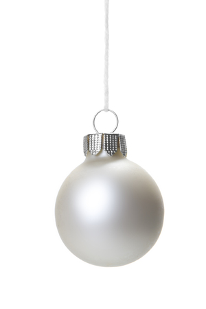 white christmas balls isolated with white backgroundの写真素材