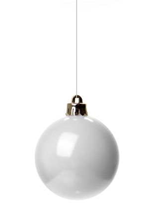 white christmas balls isolated with white backgroundの写真素材