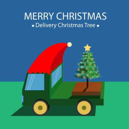 Delivery christmas treeのイラスト素材