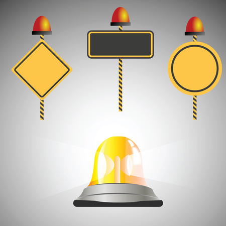 Siren and contruction signのイラスト素材