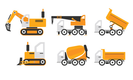 Construction machinery set yellow colorのイラスト素材