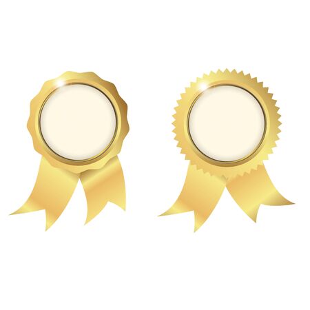 Blank tags and ribbon gold color luxury styleのイラスト素材
