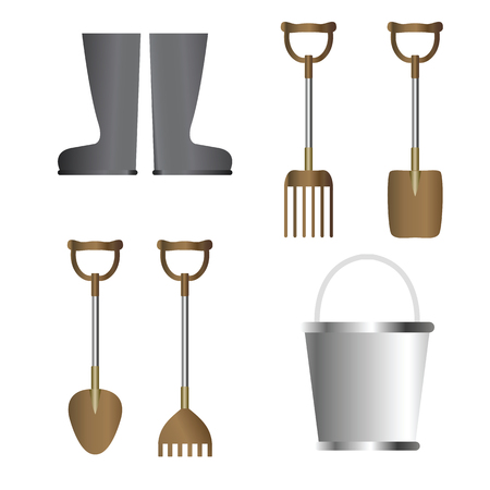 Graden tools silver and dark gold colorのイラスト素材