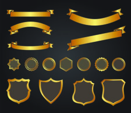 Blank tags labels signs gold color on dark  backgroundのイラスト素材